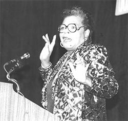 Maya Angelou giving speech